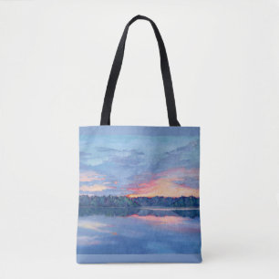 Sunset Over the Lake Tote Bag