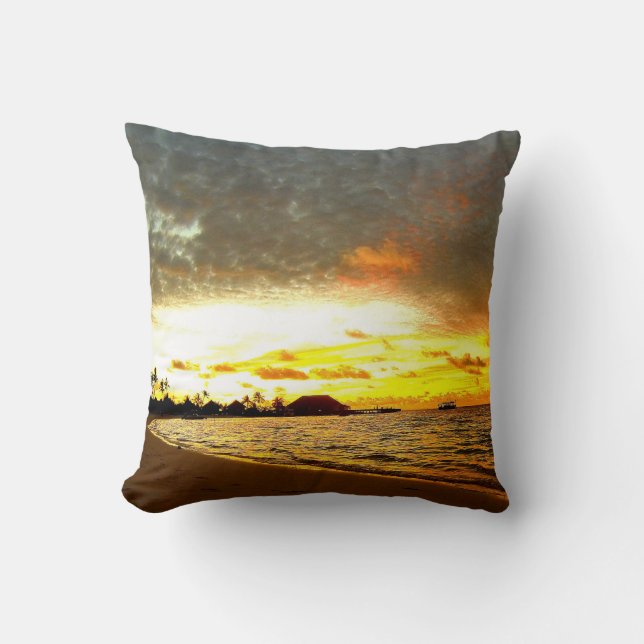Sunset Over the Maldives Cushion (Front)