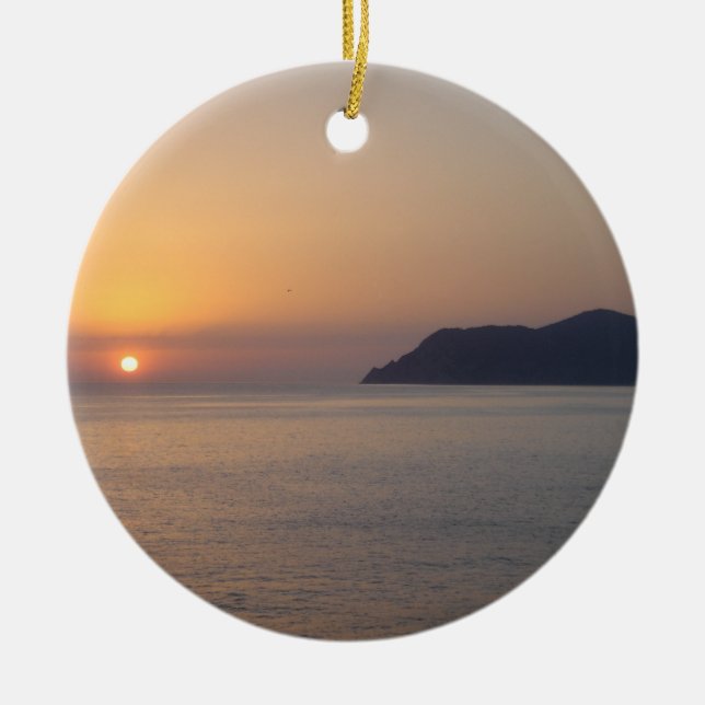 Sunset over the Mediterranean Ceramic Ornament (Front)