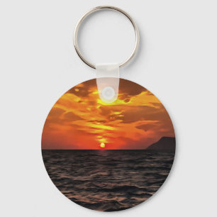 Sunset Over the Mediterranean Sea Key Ring
