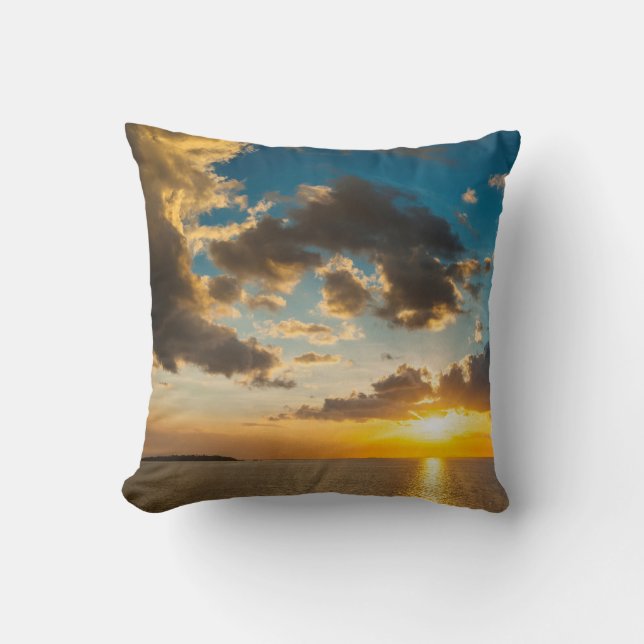 Sunset Over The Ocean, Fiji Cushion (Front)
