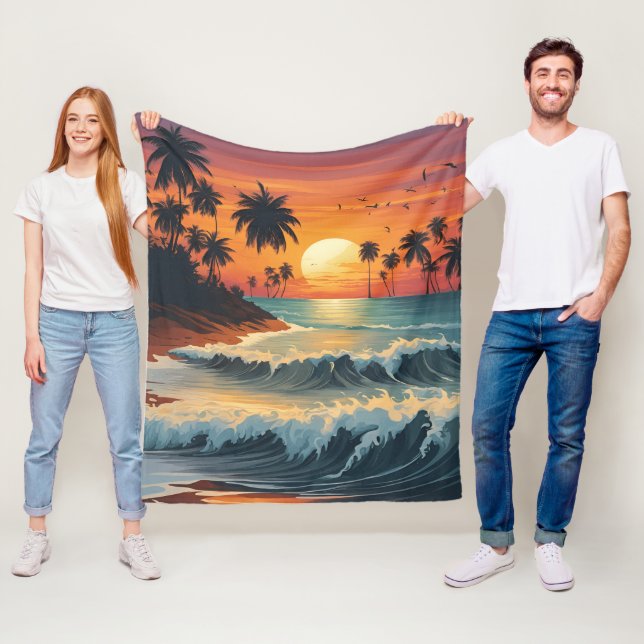 Sunset over the ocean fleece blanket (In Situ)