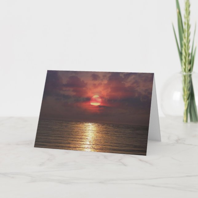 Sunset Over The Ocean Greeting Card (Front)