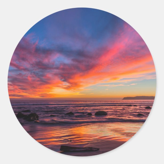 Sunset over the Pacific from Coronado 2 Classic Round Sticker (Front)