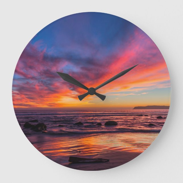 Sunset over the Pacific from Coronado 2 Large Clock (Front)