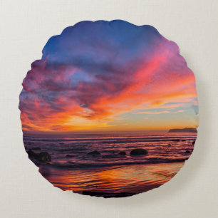 Sunset over the Pacific from Coronado 2 Round Cushion