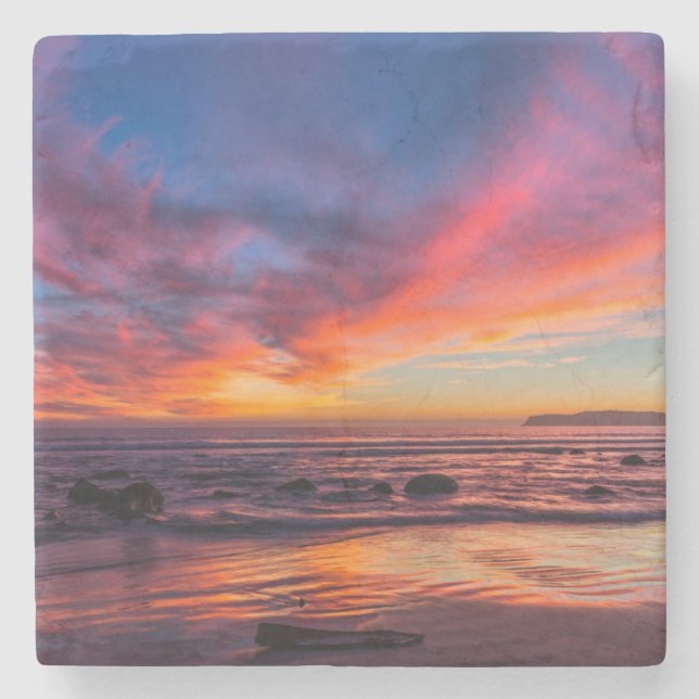 Sunset over the Pacific from Coronado 2 Stone Coaster (Front)
