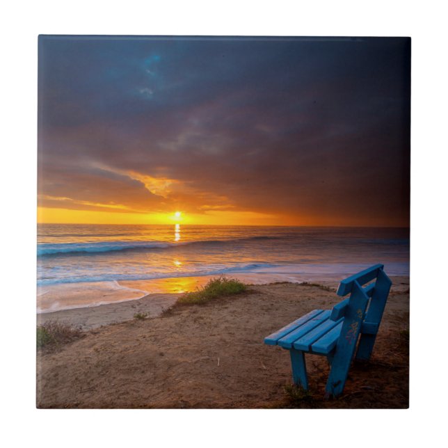 Sunset over the Pacific Ocean Ceramic Tile (Front)