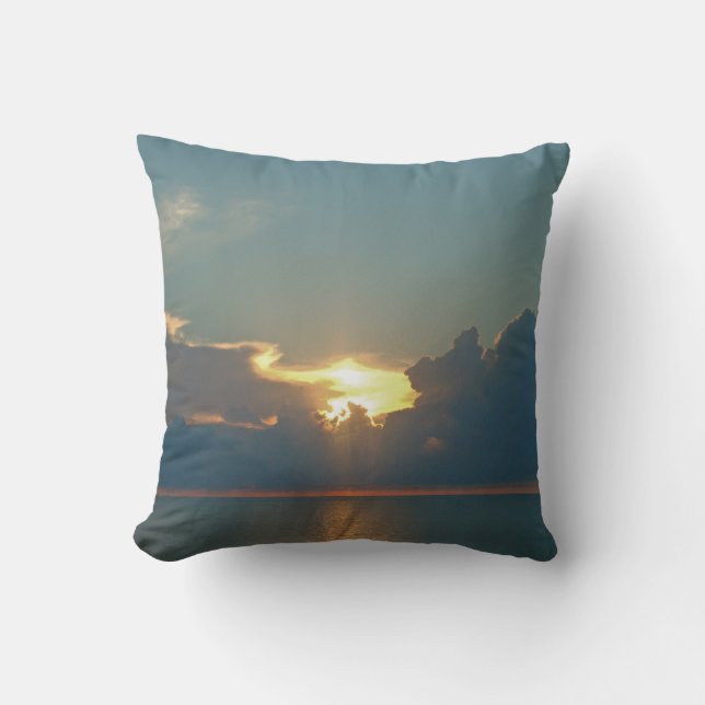 Sunset Over the Pacific Ocean Photo Coast Evening Cushion (Front)