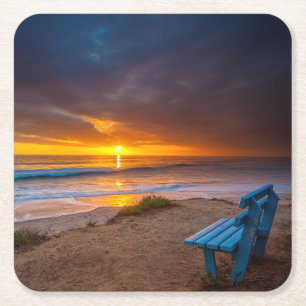 Sunset over the Pacific Ocean Square Paper Coaster