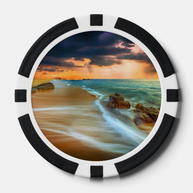 Sunset Over The Sea Poker Chips (Front)