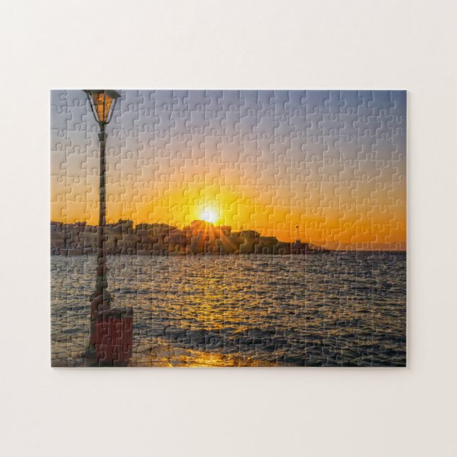 Sunset over the Venetian harbour, Chania, Crete Jigsaw Puzzle (Horizontal)