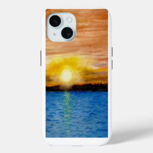 Sunset over the water iPhone 15 case