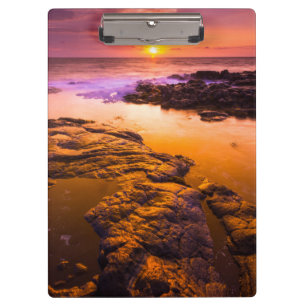 Sunset over tide pools, Hawaii Clipboard