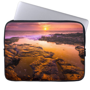 Sunset over tide pools, Hawaii Laptop Sleeve