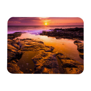 Sunset over tide pools, Hawaii Magnet