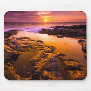 Sunset over tide pools, Hawaii Mouse Pad