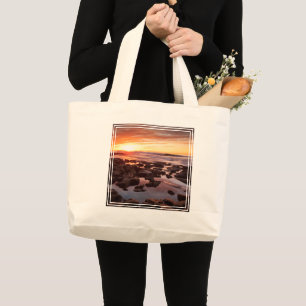 Sunset Over Tide Pools Large Tote Bag