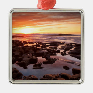 Sunset Over Tide Pools Metal Ornament