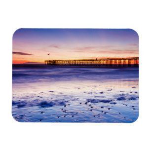 Sunset Over Ventura Pier And Beach Magnet