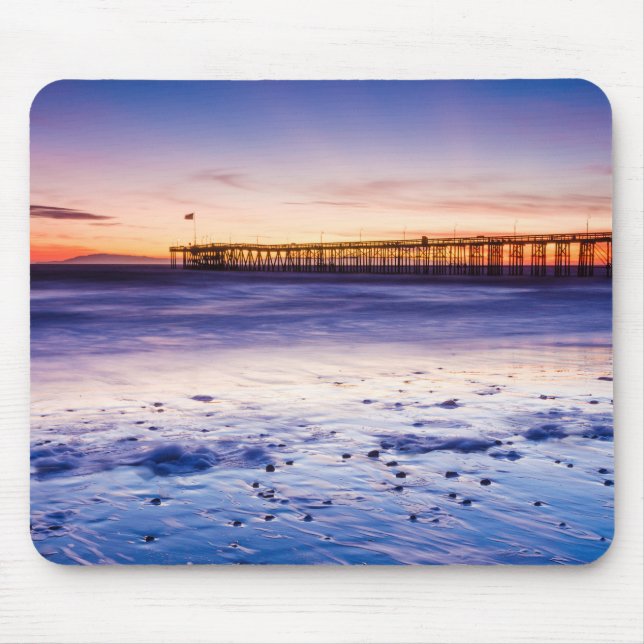 Sunset Over Ventura Pier And Beach Mouse Pad (Front)