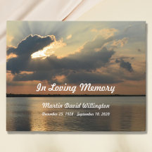Sunset over Water Funeral or Memorial Guest Book