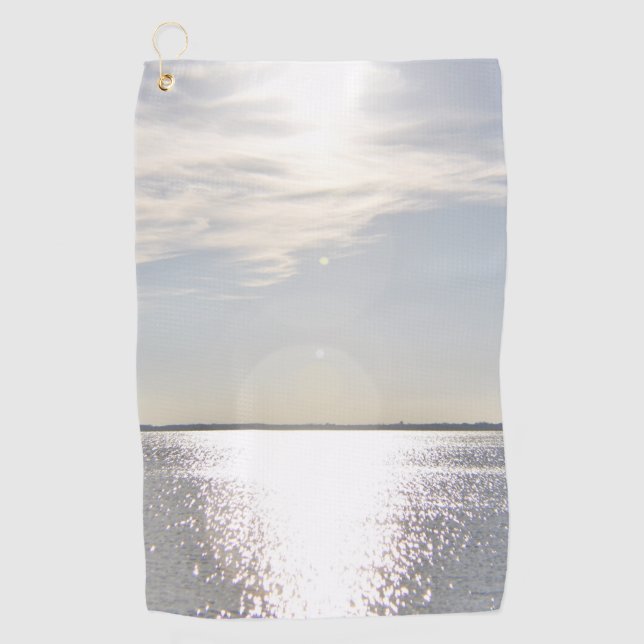 Sunset over water Golf Towel (Front)