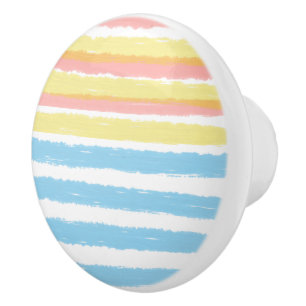 Sunset Over Water Watercolor Stripes Ceramic Knob