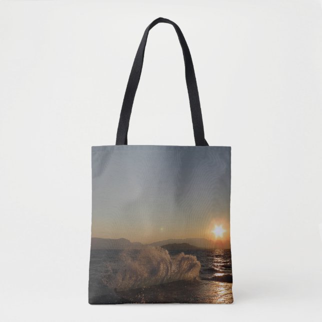 Sunset Over Waves in Croatia Coastline Tote Bag (Front)