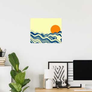 Sunset Over Waves Poster