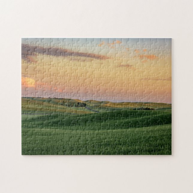 Sunset over Wheat Fields | Washington State Jigsaw Puzzle (Horizontal)