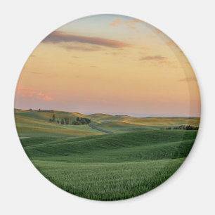 Sunset over Wheat Fields Washington State Magnet