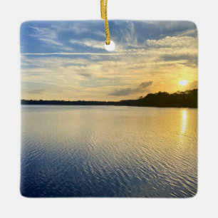 Sunset Over Wildcat Lake Ceramic Ornament