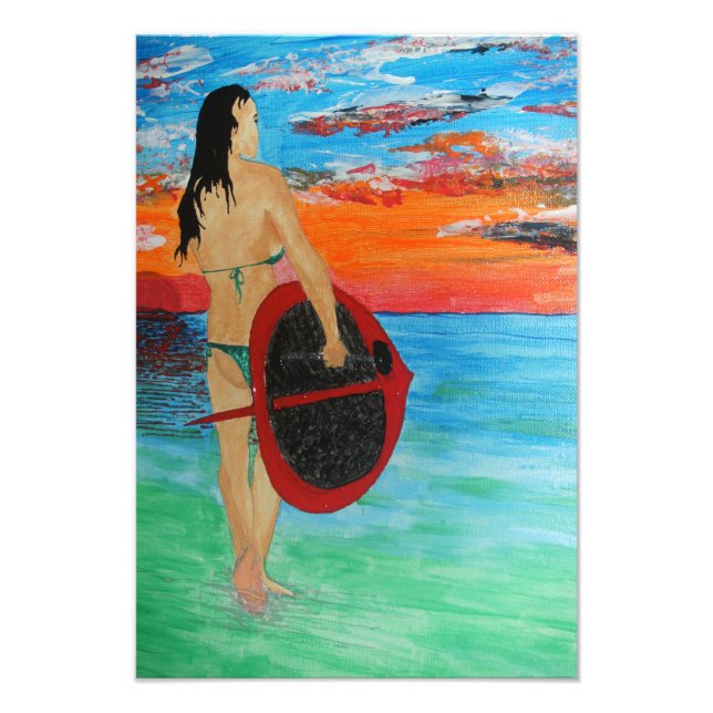 Sunset paddle boarder photo print (Front)