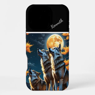 Sunset Painted Sky with Wolves iPhone 16 Pro Max Case