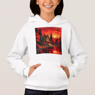 Sunset Painting with Cottage and Lake-66633