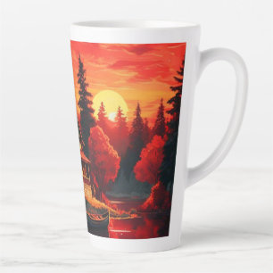Sunset Painting with Cottage and Lake-66633 Latte Mug