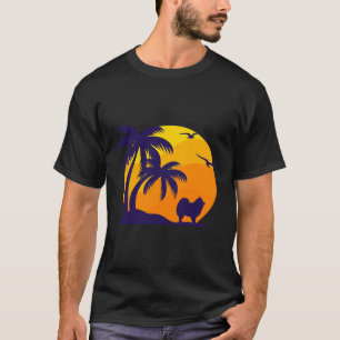 Sunset Palm And Pomeranian T-Shirt