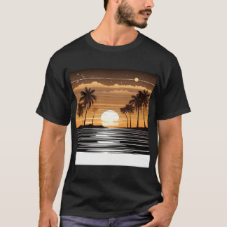 Sunset Palm Beach Tee - Tropical Twilight Design