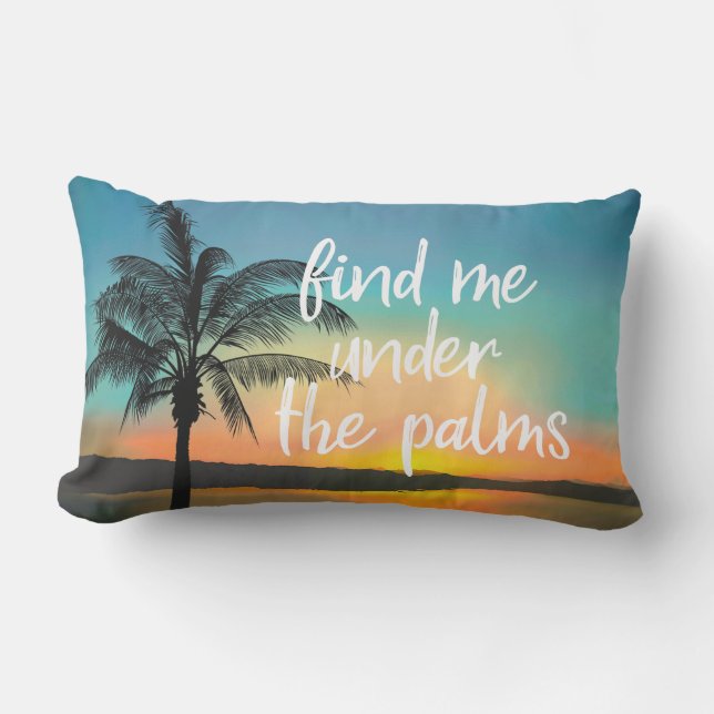 Sunset Palm Hawaiian Tropical Sentiments Lumbar Cushion (Front)