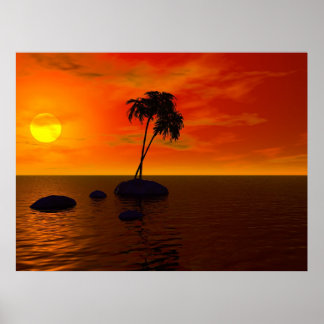 Sunset Palm Poster