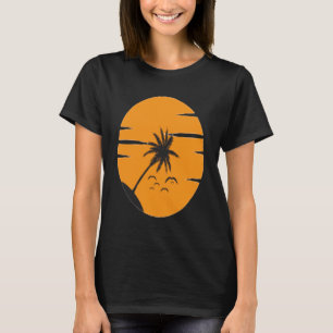 Sunset, palm tree and beach, simple design, , T-Shirt