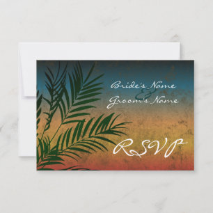 Sunset Palm Tree Branch Small RSVP Cards
