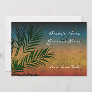 Sunset Palm Tree Branch Wedding Invitations 5x7