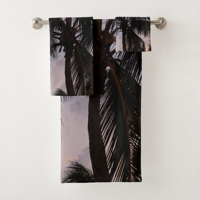 Sunset Palm Tree Dream #1 #wall #art Bath Towel Set (Insitu)