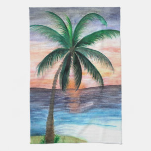 Sunset Palm Tree kitchen towel from art