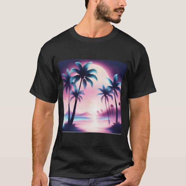 Sunset Palm Trees  Aesthetic   T-Shirt (Front)