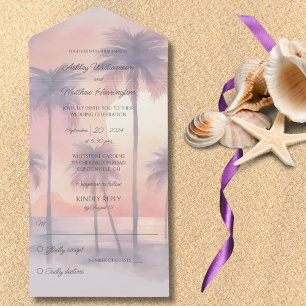 Sunset & Palm Trees All in One Wedding Invite