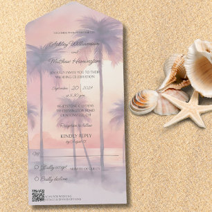 Sunset & Palm Trees All in One Wedding Invite