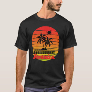 Sunset Palm Trees Beach Cruise Summer Jamaica Vaca T-Shirt